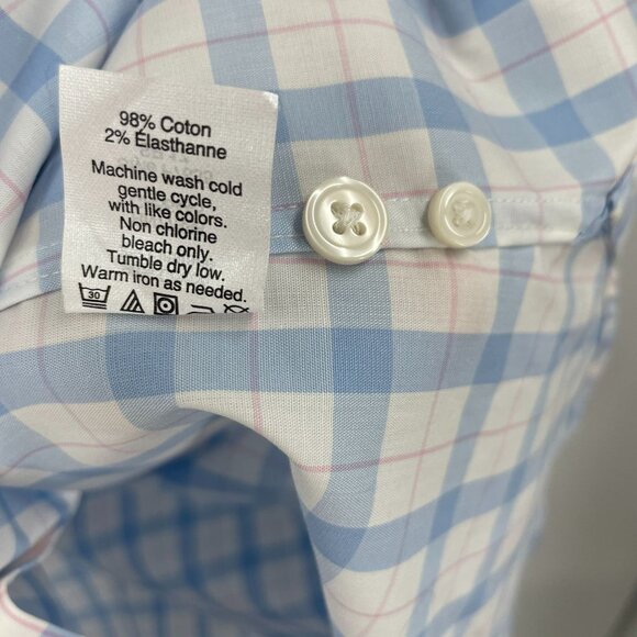 J. Crew Mens Blue Plaid Thompson Slim Fit Wrinkle Resistant Shirt - Picture 5 of 6